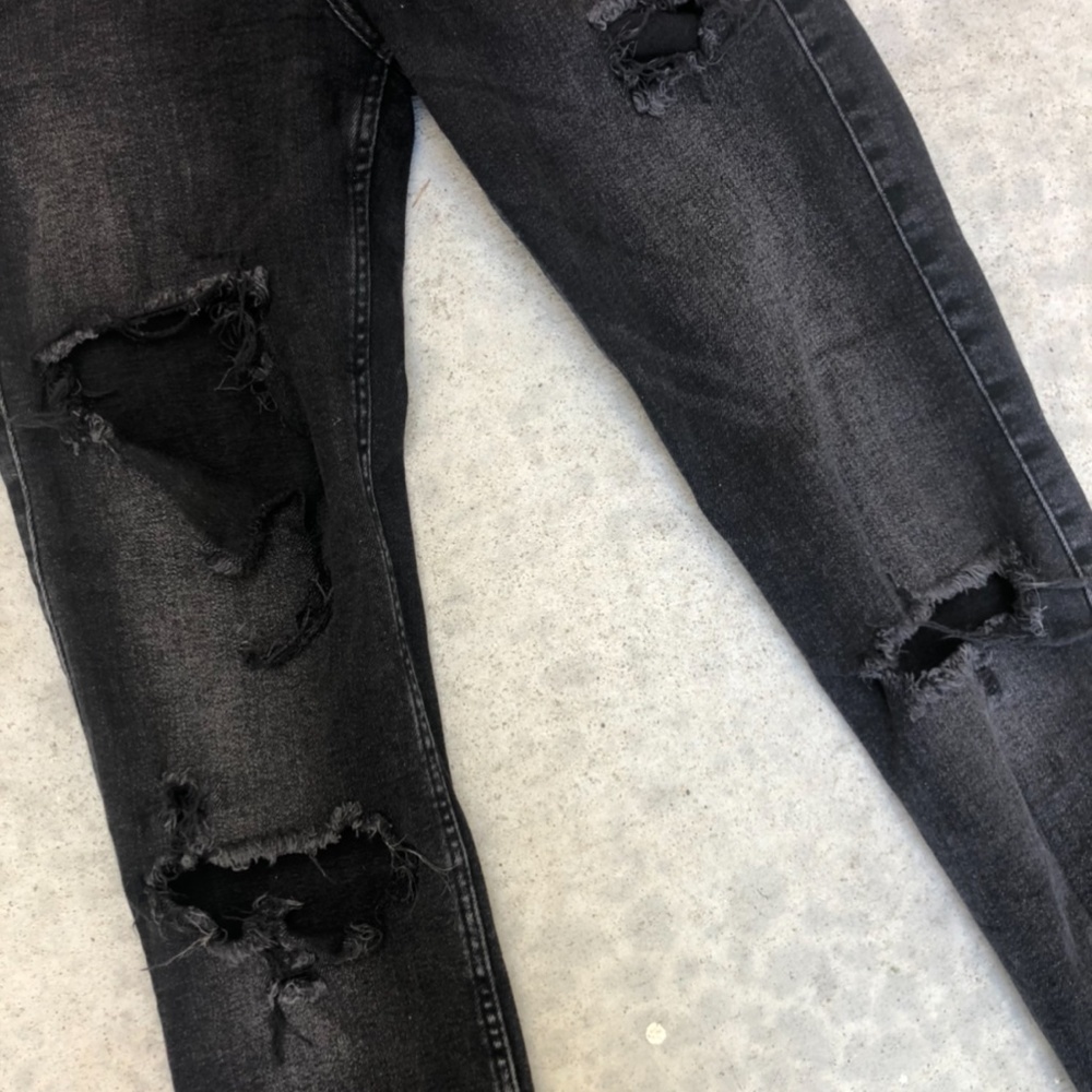 ZARA Black Destroyed Frayed hem Skinny Jeans - Picture 2 of 4